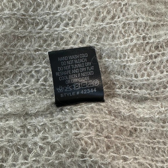 360 Sweater Alpaca Wool Blend Sparkle V Neck Sweater, Tan/ Gold - Picture 9 of 9